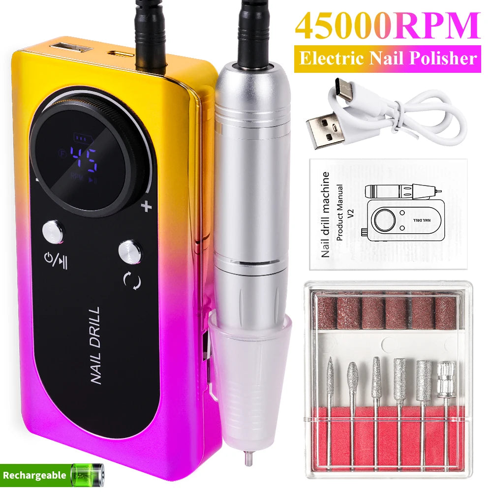 ProSpin™ 45000RPM Rechargeable Nail Drill Kit