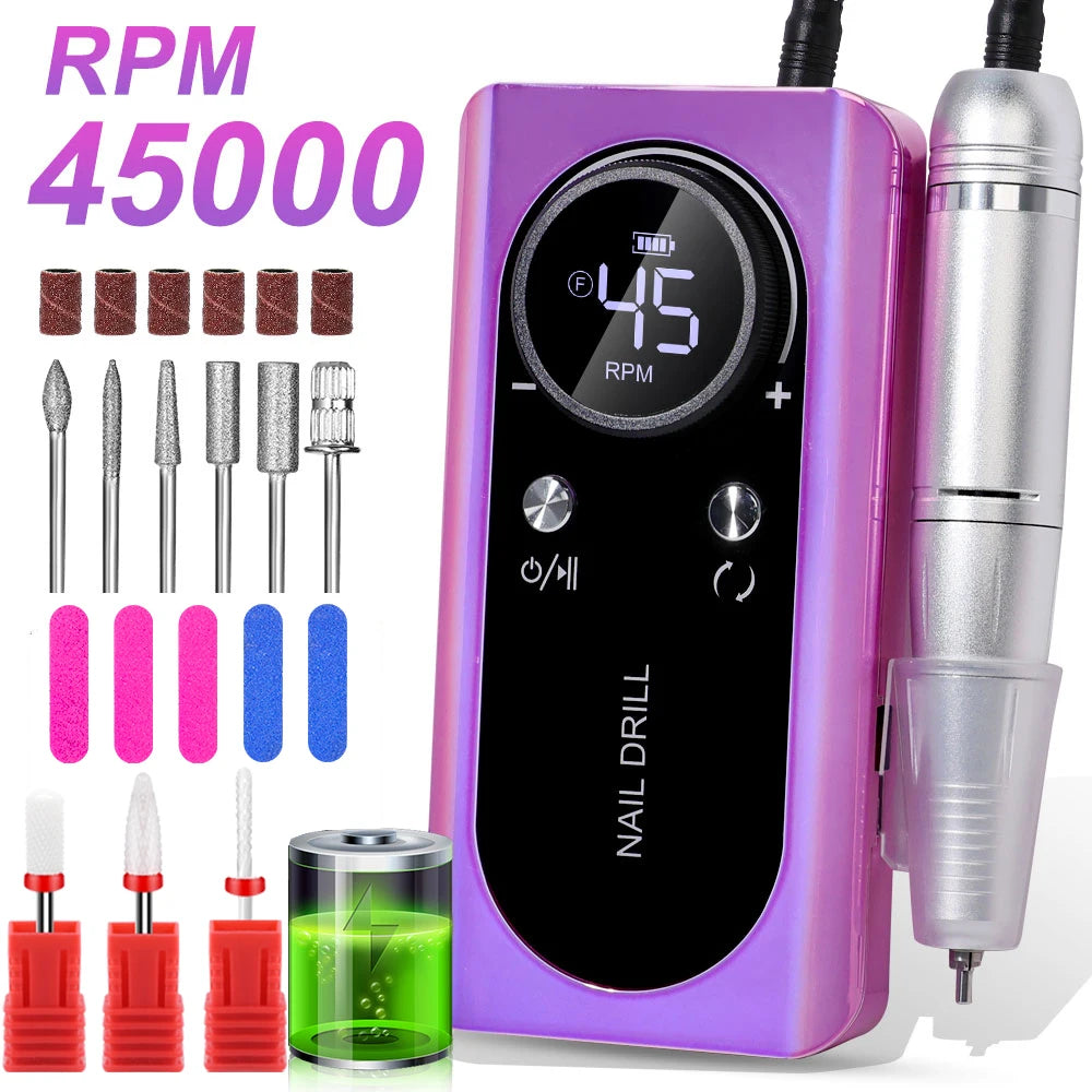 ProSpin™ 45000RPM Rechargeable Nail Drill Kit