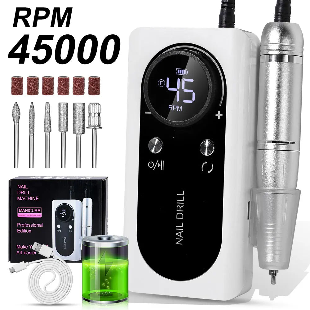 ProSpin™ 45000RPM Rechargeable Nail Drill Kit