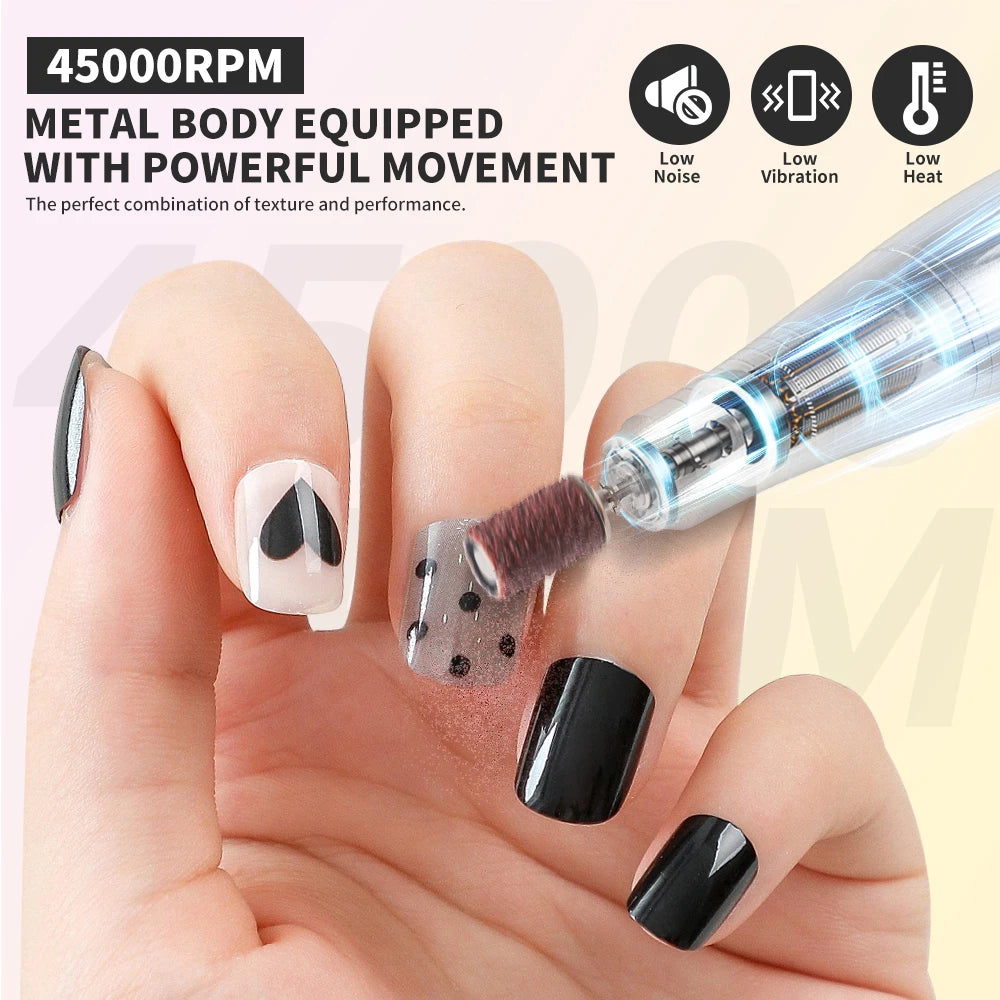 ProSpin™ 45000RPM Rechargeable Nail Drill Kit