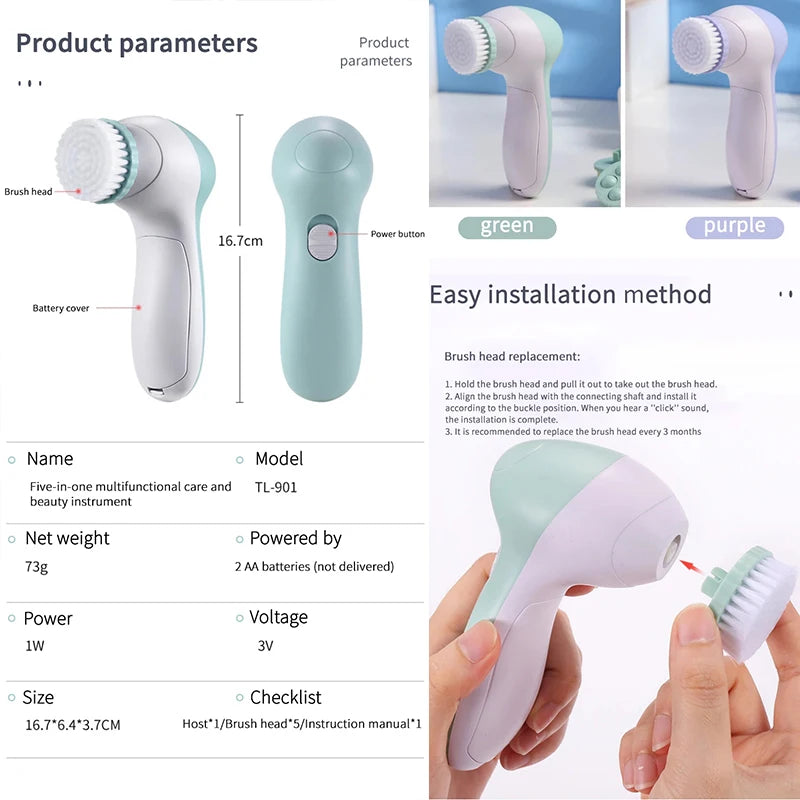 PurePulse™ 5-in-1 Facial Cleansing Brush