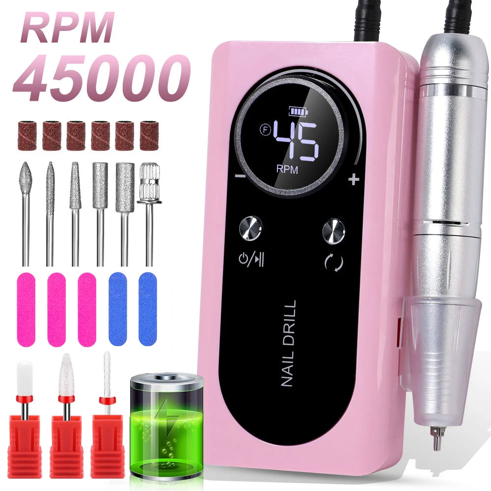 ProSpin™ 45000RPM Rechargeable Nail Drill Kit