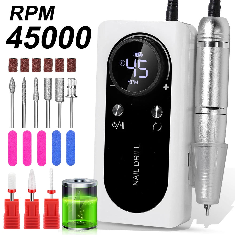 ProSpin™ 45000RPM Rechargeable Nail Drill Kit