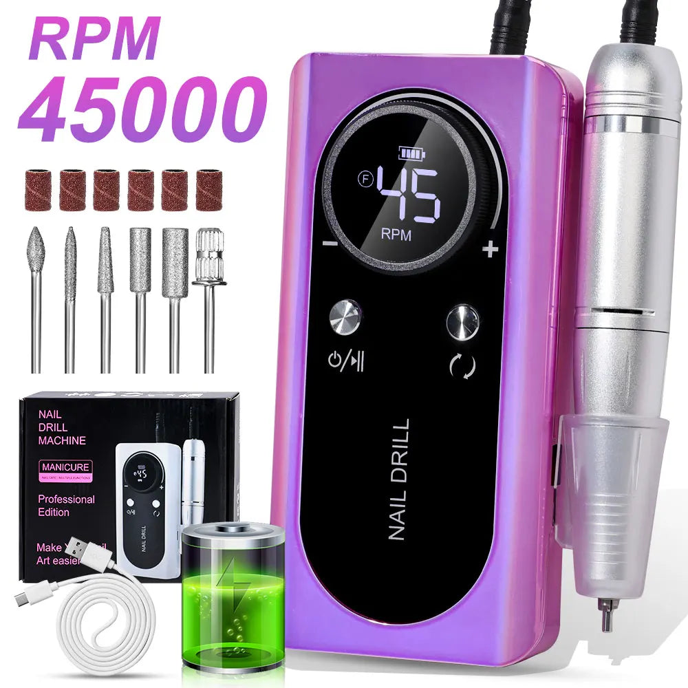 ProSpin™ 45000RPM Rechargeable Nail Drill Kit
