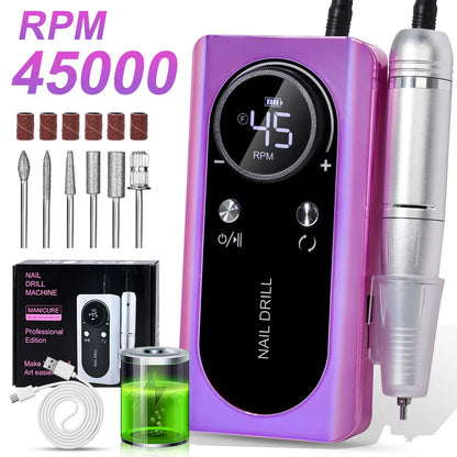 ProSpin™ 45000RPM Rechargeable Nail Drill Kit